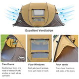 3-4 Person Outdoor Instant Installation Tent 4 Seasons Water Resistant Travel And Camping Tent